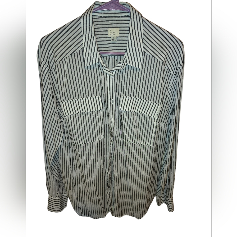 a new day Black and White Striped Women's Shirt